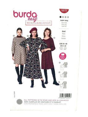 Burda 6476 Pattern Misses  Pullover Top Tunic  Size 8 10 12 14 16 18